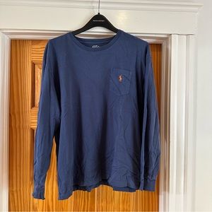 Long Sleeve Navy Shirt, Large Polo by Ralph Lauren